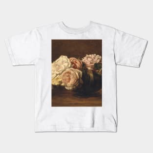 Henri Fantin - Latour - Roses In A Bowl Kids T-Shirt